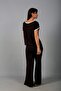 Women's Wide Collar Blouse with Elastic Waist and Pockets, Wide Leg Pants with Ribbed Modal, 2-Piece Set - 4