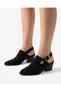 Women's Black Suede Laser Cut Buckle Cowboy Heeled Bohemian Style Open Back Shoes - 2