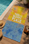 Orange Happy Place Written Sea Patterned 70X150 Beach Towel - Digital Printed Fade-Resistant Bath Towel - 3