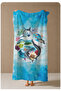 Blue Watercolor Ocean and Sea Creatures Patterned 70X150 Beach Towel - Digital Printed Bath Towel - 4