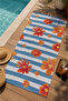 Blue White Striped Orange Crab Patterned 70X150 Beach Towel - Digital Printed Bath Towel - 3