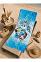 Blue Watercolor Ocean and Sea Creatures Patterned 70X150 Beach Towel - Digital Printed Bath Towel - 5