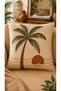 Palm Tree Patterned 4-Piece Throw Pillow Cover 43X43 cm Suede Fabric Beige Tile Decorative Pillow Cover (Double-Sided Printed) - 4