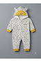 Baby Boy Velvet Jumpsuit with Leopard Pattern and Hood - 2
