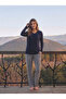 Navy Blue Color Patterned Women's Pajama Set