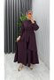 Women's Hijab Plum Crepe Fabric Hanzade Model Tunic Pants Set - 3