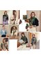 Women's faux cashmere scarf powder blue plaid tassel warm. - 4