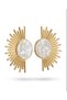 Earrings - Gold Steel Earrings with Pearl White Minela Around Them and Half Sun Detail on the Inside - 3
