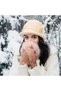 Women's winter knit hat burgundy retro floral loose brimless. - 5