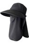 Dark grey outdoor sun hat, 99% UV protection, neck and face - detachable, breathable, suitable for hiking, fishing gardening.