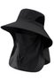 Black outdoor sun hat with detachable face and neck protection - extra-wide brim, breathable, UV suitable for hiking, fishing gardening.
