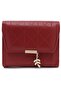 Women's PU leather zipper wallet deep purplish-red coin/card.