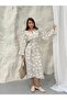 Floral Jacquard Buttoned Belted Shirt Dress 9116 - Mink