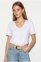 Women's White 100% Cotton V-Neck Regular Fit T-Shirt 60382621 - 2