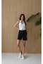 Women's Black Jean Shorts High Waist Straight Cut Bermuda with Pockets - 2