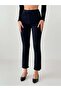 Women's Black High Waist Slit Tassel Hem Black Denim Jean Pants - 2