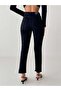 Women's Black High Waist Slit Tassel Hem Black Denim Jean Pants - 4