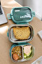 1650 ml 2-Tier 3-Compartment Stainless Steel Lunch Box, Lunch Box with Fork and Spoon - 3