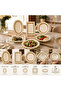 5-Piece Gold Detailed Ceramic Presentation Set – Oval, Round, and Rectangular Serving Plates & Bowls – Stylish Snack and Breakfast Set - 3