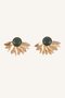 Women's Dark Stone Leaf Motif Earrings I1589Axns