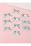 Pack of 10 Girls Green Bow Rhinestones Embellished Hair Accessories