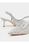 Grey Polka Dot Mid Heel Slingback Pumps - 3