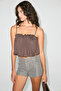Suyelya Women's Soft and Flexible Fabric Brown Blouse with Gathered Collar and Ruffled Straps - 2