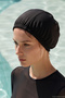 Women's Thermal Sea Pool Flexible Lycra Cloth Cap 01 Black - 3