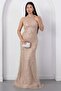 Halter neck beaded tulle dress 41091 - 6