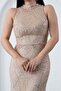 Halter neck beaded tulle dress 41091 - 8