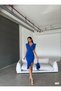 Women's Ruffled Front Scuba Fabric Midi Dress - 2