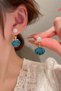 Blue Seashell Figured Pearl Detailed Gold Color Women's Earrings - 2