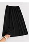 Women's Black Cotton Combed Cotton Skirt Inner Lining, Elastic Waist, Long Length, Does Not Show the Underskirt - 2