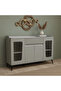 Modern Buffet and Storage Cabinet with Ribbed Glass Doors