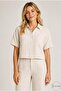 Women's Cream Striped Linen Shirt and Pants Set - 6