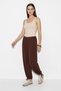 Women's Sandy Shalwar Brown Trousers with Adjustable Legs and Waist Tie - 3