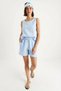 Women's Thick Strap Blouse with Elastic Waist and Pocket Detail Shorts Muslin Baby Blue Set - 3