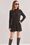 Women's Crew Neck Ribbed Knitwear Black Dress - 5