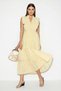Women's Flounce Sleeve High Neck Lined Midi Brode Yellow Dress - 3