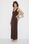 Women's Scarf Detailed Backless Slit Maxi Bitter Brown Dress - 2