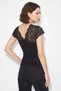 Women's Lace V-Neck Bodycon Black Blouse - 5