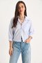 Women's Half Sleeve Baby Blue Shirt with Single Pocket Detail