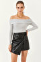 Women's Madonna Collar Gray Blouse - 5