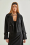 Women's Double-Breasted Boucle Black Jacket