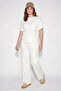 Women's Comfortable Flexible Modal White Top and Bottom Set - 3