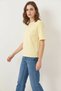 Women's Crew Neck Padded Cotton T-Shirt Butter - 6