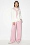Women's Shawl Detailed Long Sleeve Basic T-Shirt with Elastic Waist Loose Pink Pants Set - 4