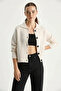 Women's Ecru Cardigan with Pockets - 8