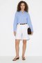 Women's High Waist Pleated Detailed Belted Bermuda White Shorts