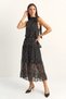 Women's Polka Dot Halter Neck Lined Black Dress - 5